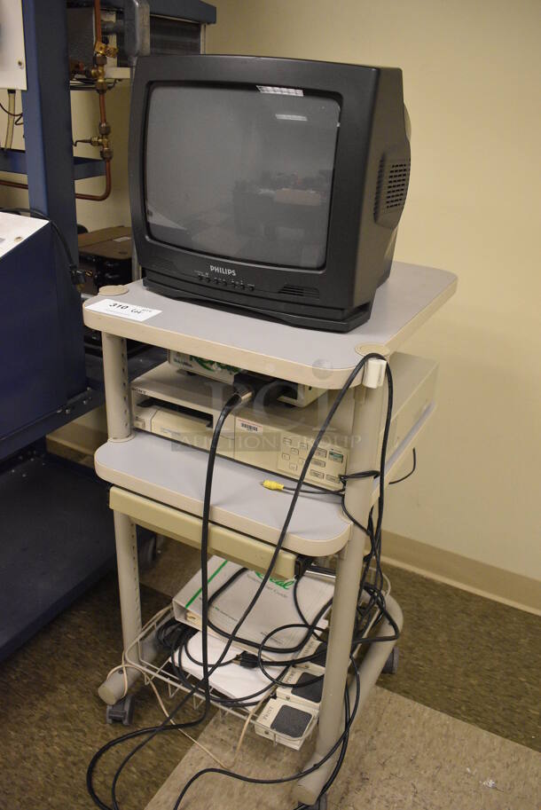 Philips Television w/ Reveal Unit, Sony Color Video Printer and Cart. Cart 18x22x35. TV 14x13x13. (Midtown 2: Room 105) - Image 2 of 7
