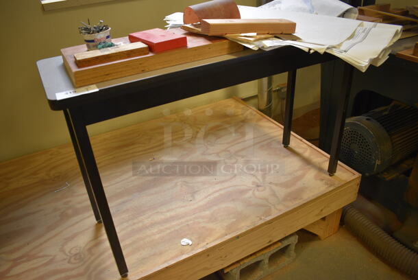 Gray Table on Metal Legs. Does Not Included Contents. 48x18x29. (Midtown 2: Room 130) - Image 2 of 3