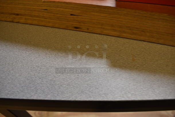 Gray Table on Metal Legs. Does Not Included Contents. 48x18x29. (Midtown 2: Room 130) - Image 3 of 3