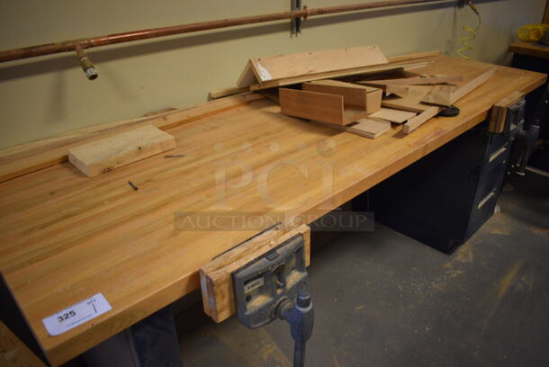Desk w/ Butcher Block Tabletop and Metal 3 Drawer Filing Cabinet. 94x30x36. (Midtown 2: Room 130) - Image 4 of 11