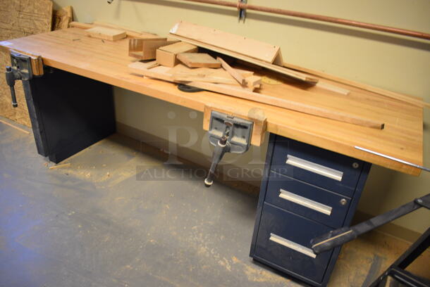 Desk w/ Butcher Block Tabletop and Metal 3 Drawer Filing Cabinet. 94x30x36. (Midtown 2: Room 130) - Image 10 of 11