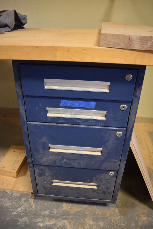 Desk w/ Butcher Block Tabletop and Metal 4 Drawer Filing Cabinet. 94x30x36. (Midtown 2: Room 130) - Image 2 of 7