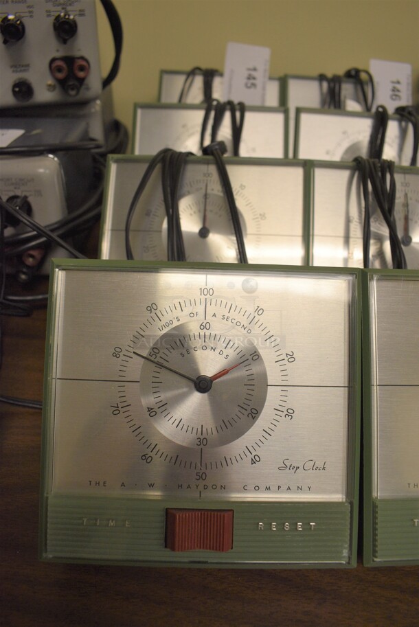 4 AW Haydon Model K15140 Metal Stop Clocks. 6x5.5x5. 4 Times Your Bid! (Midtown 2: Room 105)