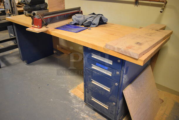 Desk w/ Butcher Block Tabletop and Metal 4 Drawer Filing Cabinet. 94x30x36. (Midtown 2: Room 130) - Image 7 of 7