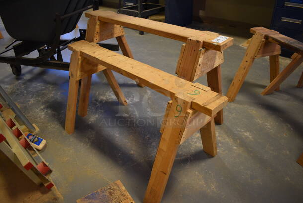 2 Various Wooden Sawhorses. 47x29x31, 48x22x23. 2 Times Your Bid! (Midtown 2: Room 130)