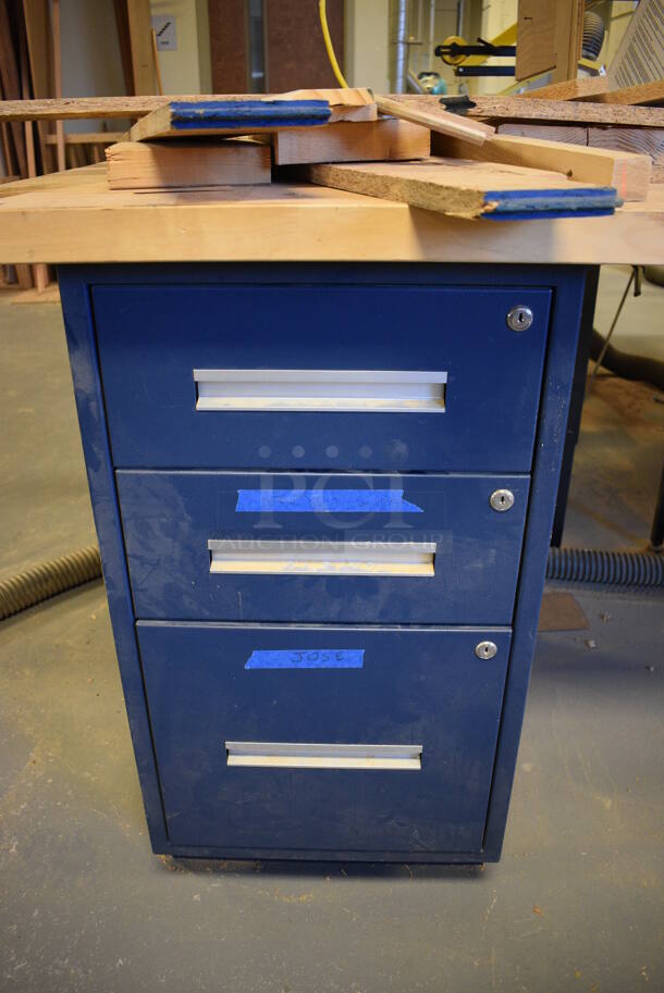 Table w/ Butcher Block Tabletop, 3 Drawer Filing Cabinet and Single Filing Cabinet. 96x30x36. (Midtown 2: Room 130) - Image 2 of 7