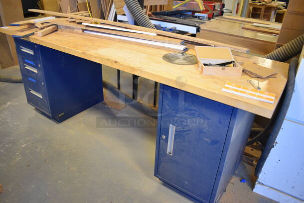 Table w/ Butcher Block Tabletop, 3 Drawer Filing Cabinet and Single Filing Cabinet. 96x30x36. (Midtown 2: Room 130) - Image 7 of 7