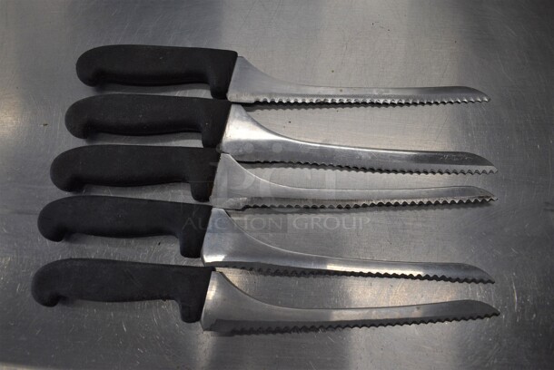 5 SHARPENED Stainless Steel Serrated Knives. Includes 14