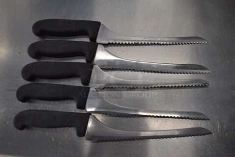 5 SHARPENED Stainless Steel Serrated Knives. Includes 14". 5 Times Your Bid!
