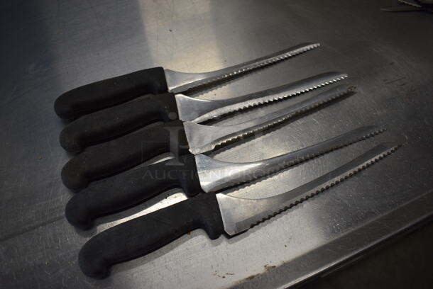 5 SHARPENED Stainless Steel Serrated Knives. Includes 14". 5 Times Your Bid! - Image 2 of 4