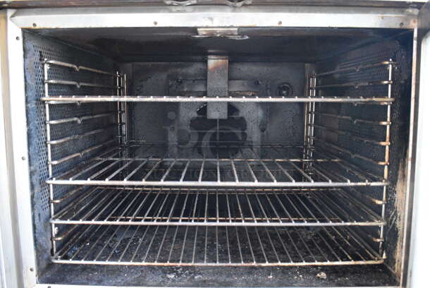2 GORGEOUS! Vulcan Stainless Steel Commercial Natural Gas Powered Full Size Convection Ovens w/ View Through Doors, Metal Racks and Thermostatic Controls on Commercial Casters. 40x43x70. 2 Times Your Bid! - Image 4 of 9