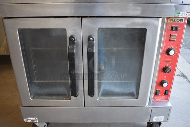 2 GORGEOUS! Vulcan Stainless Steel Commercial Natural Gas Powered Full Size Convection Ovens w/ View Through Doors, Metal Racks and Thermostatic Controls on Commercial Casters. 40x43x70. 2 Times Your Bid! - Image 5 of 9