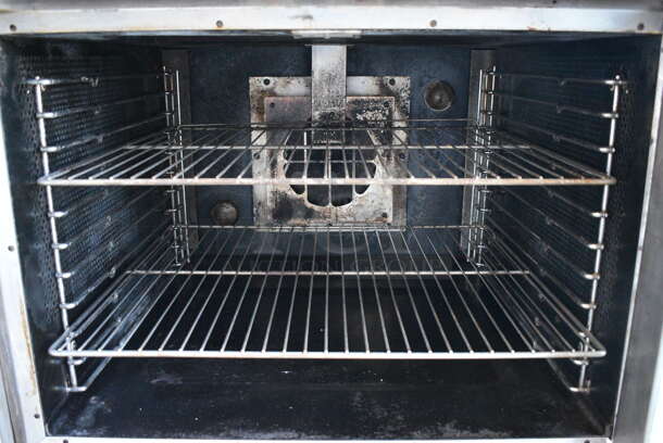 2 GORGEOUS! Vulcan Stainless Steel Commercial Natural Gas Powered Full Size Convection Ovens w/ View Through Doors, Metal Racks and Thermostatic Controls on Commercial Casters. 40x43x70. 2 Times Your Bid! - Image 6 of 9