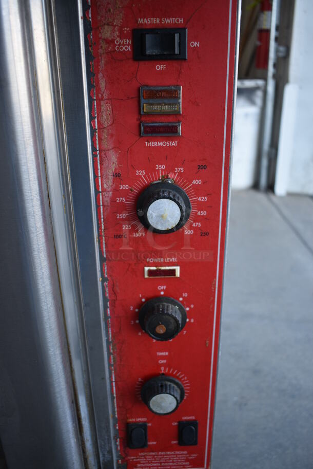 2 GORGEOUS! Vulcan Stainless Steel Commercial Natural Gas Powered Full Size Convection Ovens w/ View Through Doors, Metal Racks and Thermostatic Controls on Commercial Casters. 40x43x70. 2 Times Your Bid! - Image 7 of 9
