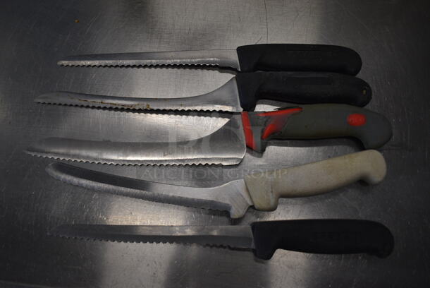 5 SHARPENED Stainless Steel Serrated Knives. Includes 13". 5 Times Your Bid! - Image 1 of 4