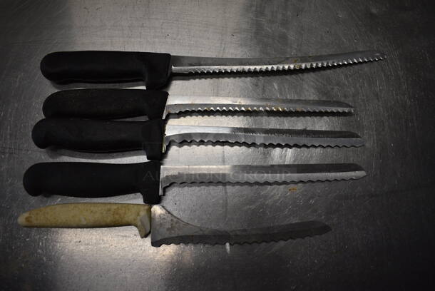 5 SHARPENED Stainless Steel Serrated Knives. Includes 13