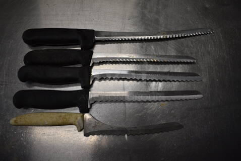 5 SHARPENED Stainless Steel Serrated Knives. Includes 13". 5 Times Your Bid!