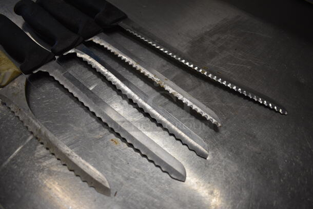 5 SHARPENED Stainless Steel Serrated Knives. Includes 13". 5 Times Your Bid! - Image 3 of 4