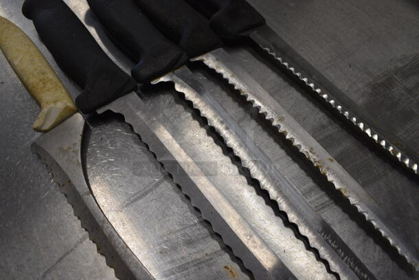 5 SHARPENED Stainless Steel Serrated Knives. Includes 13". 5 Times Your Bid! - Image 4 of 4