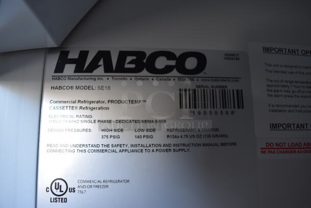 WOW! 2019 Habco Model SE18 Metal Commercial Single Door Reach In Cooler Merchandiser w/ Poly Coated Racks. 115 Volts, 1 Phase. 24x24x79. Tested and Working! - Image 3 of 5