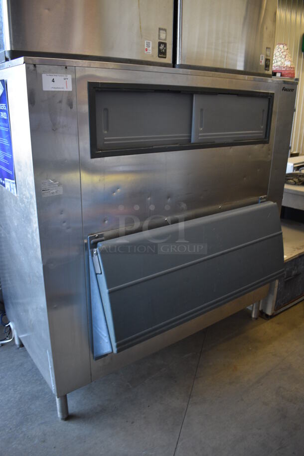 MARVELOUS! 2 Manitowoc Models QY0674C and QYDUAL4C Stainless Steel Commercial Ice Heads on Follett Model SG1476S-60 Stainless Steel Commercial Ice Bin. Comes w/ 2 Manitowoc Model CVD20753 Remote Fans for Ice Heads. 208/240 Volts, 1 Phase. 60x42x92 - Image 9 of 12