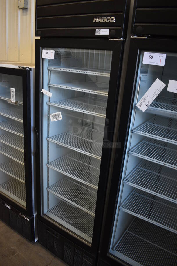 WOW! 2019 Habco Model SE18 Metal Commercial Single Door Reach In Cooler Merchandiser w/ Poly Coated Racks. 115 Volts, 1 Phase. 24x24x79. Tested and Working! - Image 1 of 5