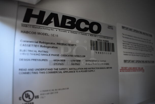 WOW! 2019 Habco Model SE18 Metal Commercial Single Door Reach In Cooler Merchandiser w/ Poly Coated Racks. 115 Volts, 1 Phase. 24x24x79. Tested and Working! - Image 4 of 5