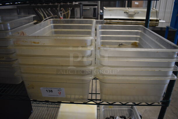9 Clear Poly 1/1 Size Drop In Bins. 1/1x6. 9 Times Your Bid! - Image 1 of 3
