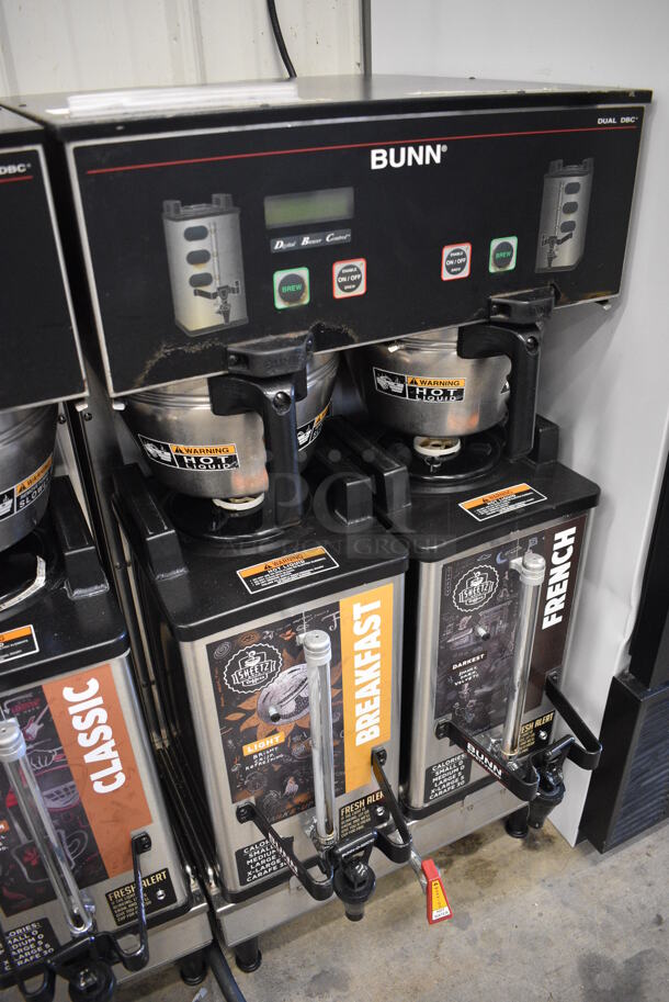 NICE! 2012 Bunn Model DUAL SH DBC Stainless Steel Commercial Countertop Dual Coffee Machine w/ Hot Water Dispenser, 2 Bunn Model SH SERVER Satellite Servers and 2 Metal Brew Baskets. 120/208-240 Volts, 1 Phase. 18x24x37. Tested and Working! - Image 3 of 6