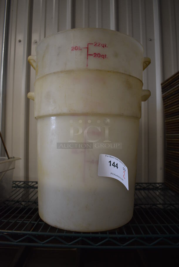 2 Poly 22 Quart Cylindrical Bins. 14x12.5x14.5. 2 Times Your Bid!