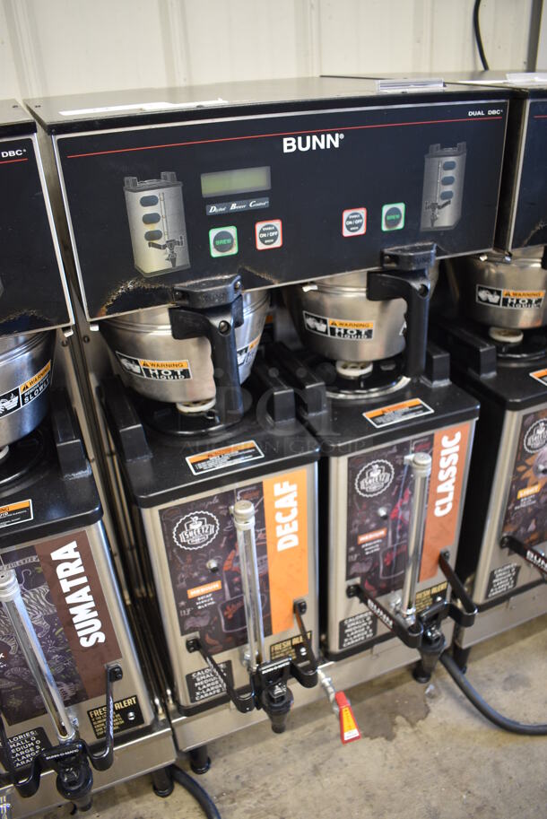 NICE! 2012 Bunn Model DUAL SH DBC Stainless Steel Commercial Countertop Dual Coffee Machine w/ Hot Water Dispenser, 2 Bunn Model SH SERVER Satellite Servers and 2 Metal Brew Baskets. 120/208-240 Volts, 1 Phase. 18x24x37. Tested and Working! - Image 4 of 7
