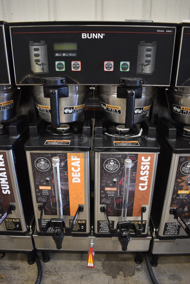 NICE! 2012 Bunn Model DUAL SH DBC Stainless Steel Commercial Countertop Dual Coffee Machine w/ Hot Water Dispenser, 2 Bunn Model SH SERVER Satellite Servers and 2 Metal Brew Baskets. 120/208-240 Volts, 1 Phase. 18x24x37. Tested and Working! - Image 5 of 7
