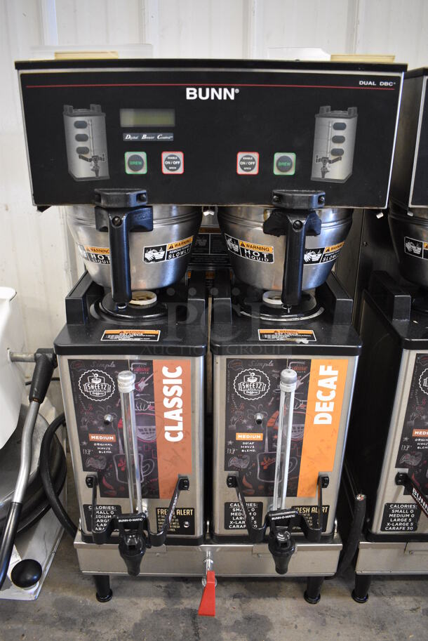 NICE! 2012 Bunn Model DUAL SH DBC Stainless Steel Commercial Countertop Dual Coffee Machine w/ Hot Water Dispenser, 2 Bunn Model SH SERVER Satellite Servers and 2 Metal Brew Baskets. 120/208-240 Volts, 1 Phase. 18x24x37. Tested and Working! - Image 4 of 6