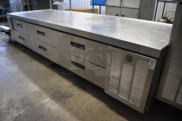 SWEET! Delfield Stainless Steel Commercial 6 Drawer Chef Base on Commercial Casters. 102x35x24. Tested and Powers On But Temps at 55 Degrees - Image 3 of 6