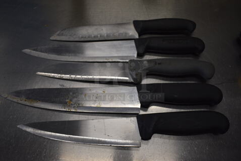 5 SHARPENED Stainless Steel Chef Knives. Includes 14". 5 Times Your Bid!