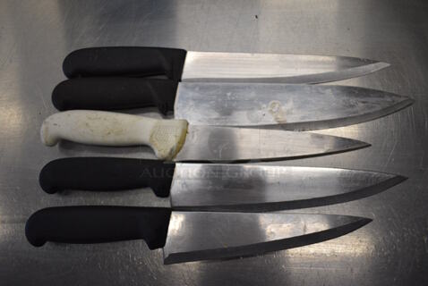 5 SHARPENED Stainless Steel Chef Knives. Includes 14". 5 Times Your Bid!