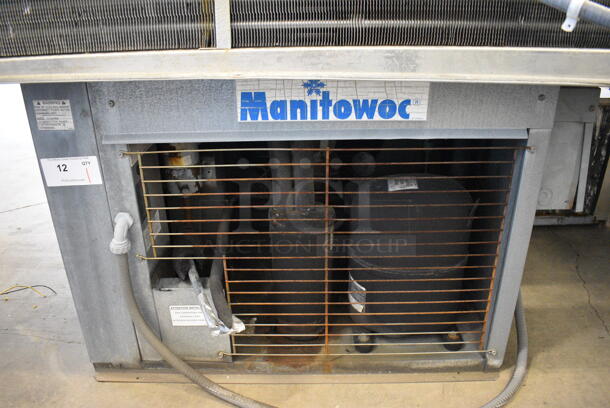 MARVELOUS! 2 Manitowoc Models QY0674C and QYDUAL4C Stainless Steel Commercial Ice Heads on Follett Model SG1476S-60 Stainless Steel Commercial Ice Bin. Comes w/ 2 Manitowoc Model CVD20753 Remote Fans for Ice Heads. 208/240 Volts, 1 Phase. 60x42x92 - Image 10 of 12