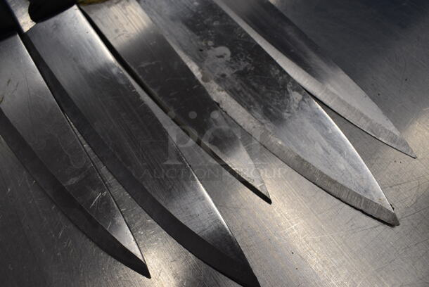 5 SHARPENED Stainless Steel Chef Knives. Includes 14". 5 Times Your Bid! - Image 3 of 4