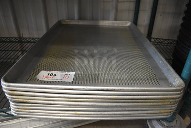 10 Metal Full Size Baking Pans; 1 Pan Is Perforated. 18x26x1. 10 Times Your Bid! - Image 1 of 4