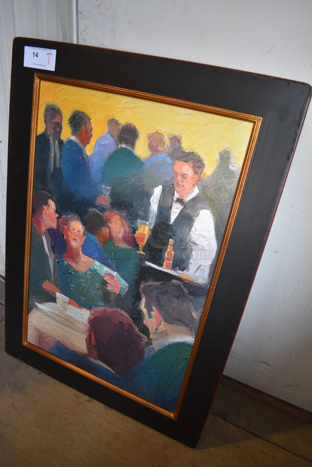 Framed Painting of Server and Customers. 30x1x42 - Image 3 of 4