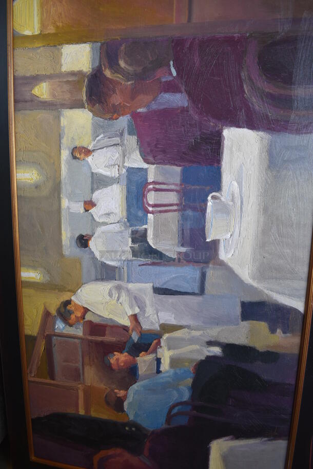 10' Framed Painting of Servers and Customers. 120x1x42 - Image 2 of 4