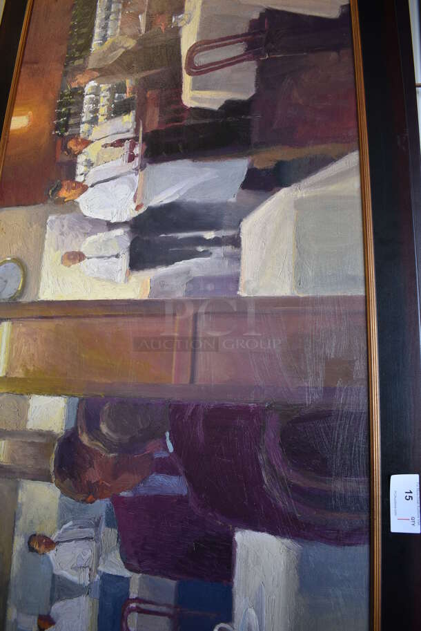 10' Framed Painting of Servers and Customers. 120x1x42 - Image 3 of 4