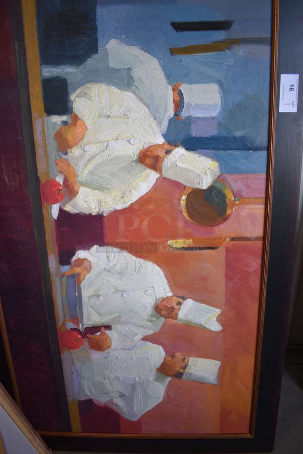 10' Framed Painting of Chefs. 120x1x42 - Image 2 of 6