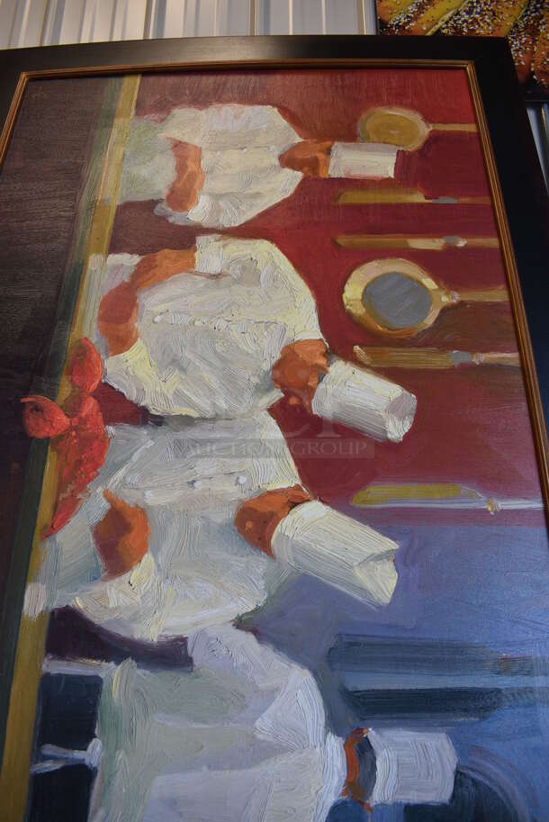 10' Framed Painting of Chefs. 120x1x42 - Image 4 of 6