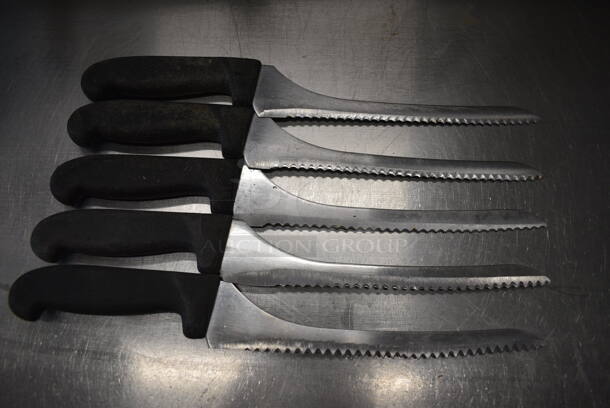 5 SHARPENED Stainless Steel Serrated Knives. Includes 14". 5 Times Your Bid! - Image 1 of 4
