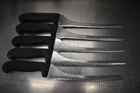 5 SHARPENED Stainless Steel Serrated Knives. Includes 14". 5 Times Your Bid!