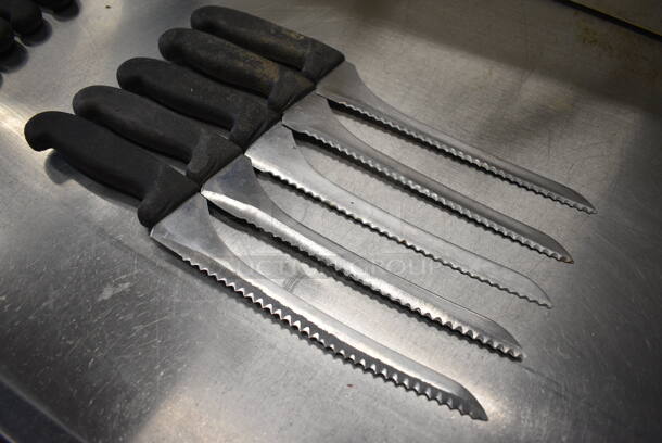 5 SHARPENED Stainless Steel Serrated Knives. Includes 14". 5 Times Your Bid! - Image 3 of 4