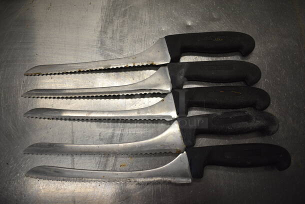 5 SHARPENED Stainless Steel Serrated Knives. Includes 14