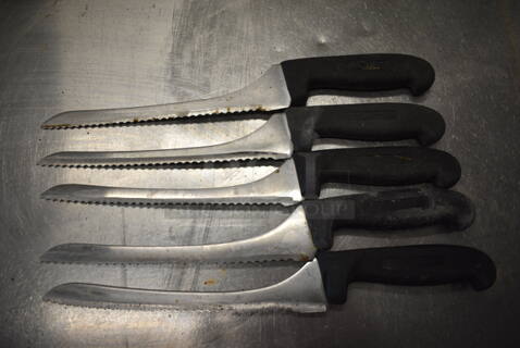 5 SHARPENED Stainless Steel Serrated Knives. Includes 14". 5 Times Your Bid!