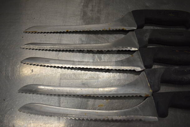 5 SHARPENED Stainless Steel Serrated Knives. Includes 14". 5 Times Your Bid! - Image 2 of 4